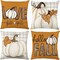 Fall Pumpkin Throw Pillow Covers 18x18 Set of 4, Maple Leaf Love Autumn Thanksgiving Harvest Decorative Pillows Outdoor Farmhouse Seasonal Cushion Cover for Home Sofa Couch Decor